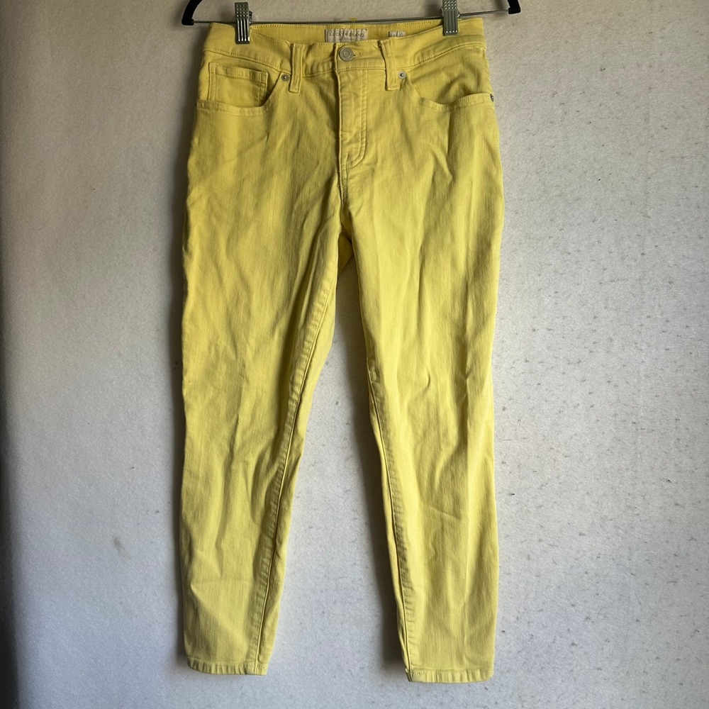 Lucky Brand Ava Mid Rise Crop Skinny Jeans Yellow Denim Size 8 29 Womens